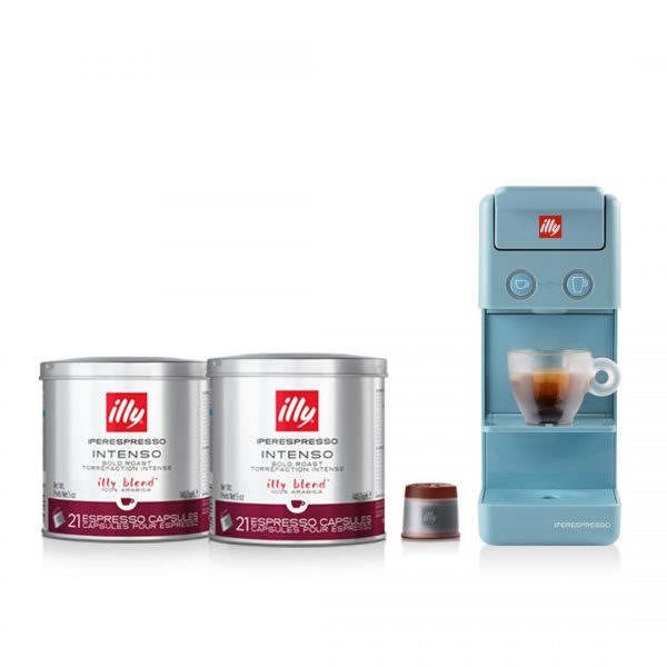 blue-illy-y3.3-machine-with-2-tins-of-intenso-roast-iperespresso-capsules